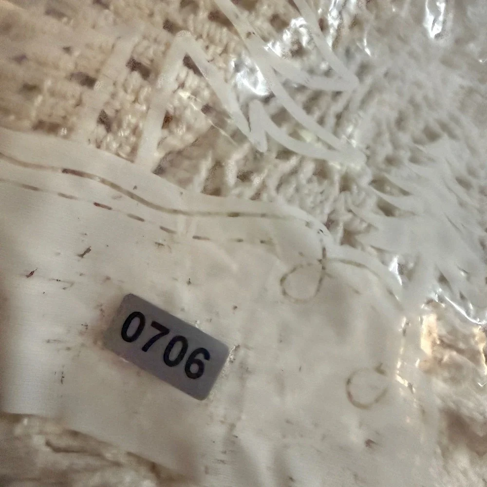Vintage Handmade Crochet Doily Cream Off‎ White Scalloped Edge Rectangle 17x12